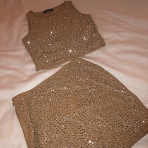 Fashion Nova crop top and skirt set